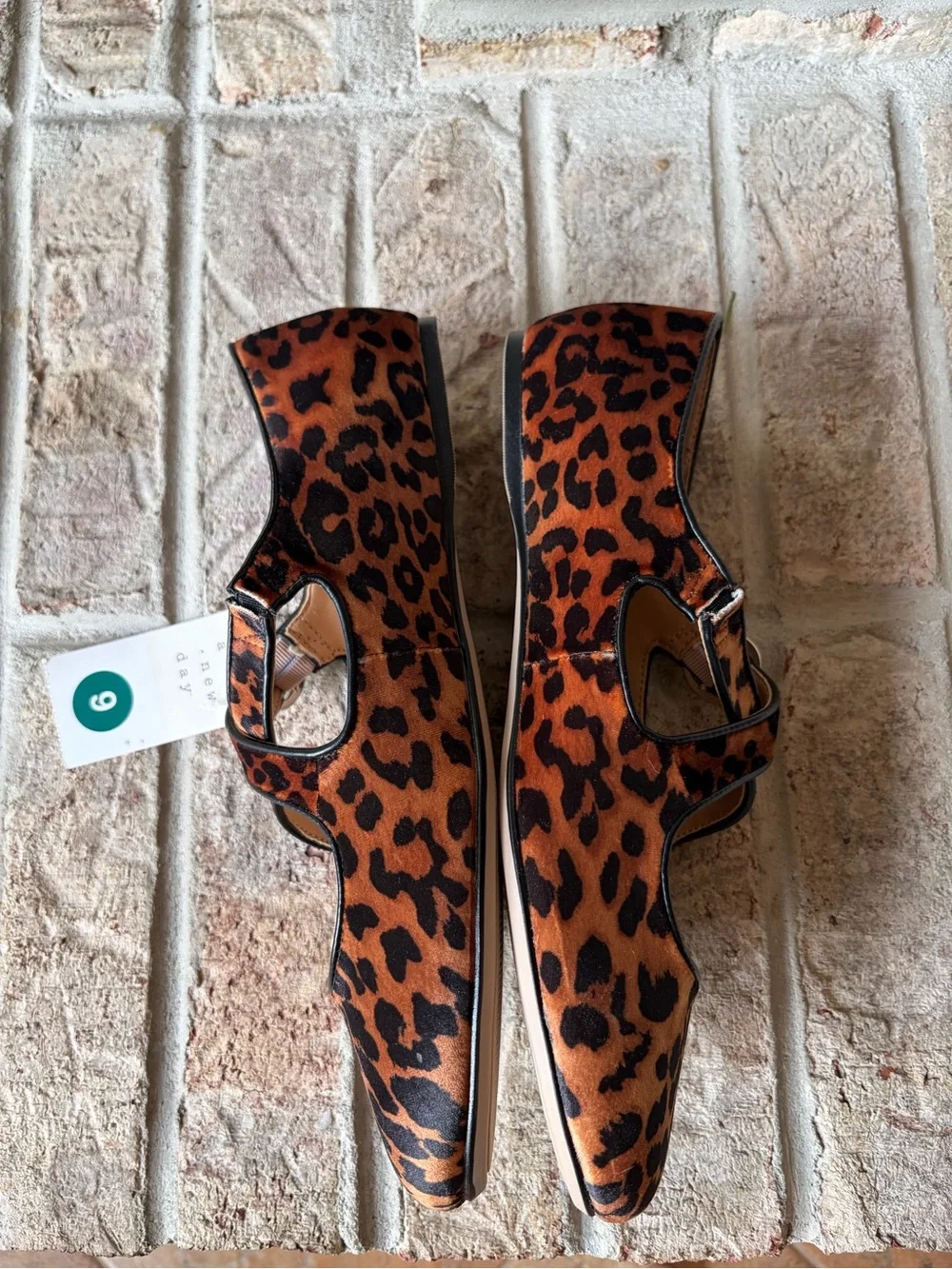 NWT Leopard Print Cross-Strap Mary Jane Flats Balletcore Indie Sleeze Shoes Sz 9